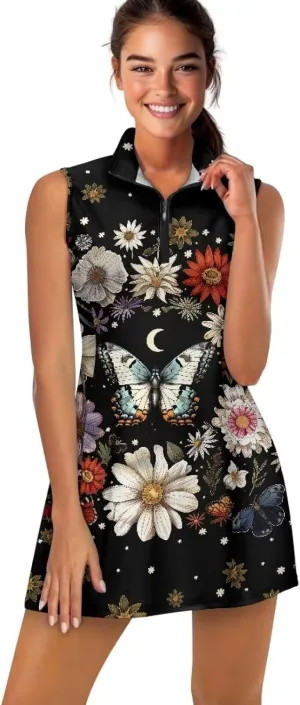 YEXIATODO Womens Tennis Golf Dress with Shorts Sleeveless Collar Neck Active Exercise Workout Sports Exercise Dresses