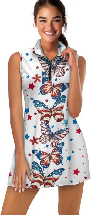 YEXIATODO Womens Tennis Golf Dress with Shorts Sleeveless Collar Neck Active Exercise Workout Sports Exercise Dresses