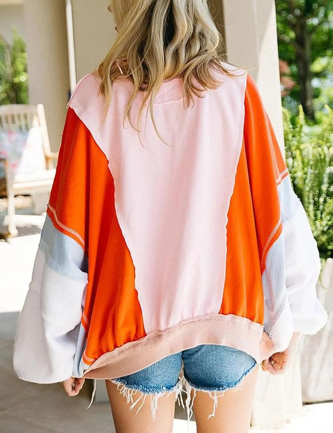 Yimoon Women's Oversized Bomber Jacket Color Block Splicing Y2K Zip Up Hoodie Casual Loose Fall Coat Outwear with Pockets