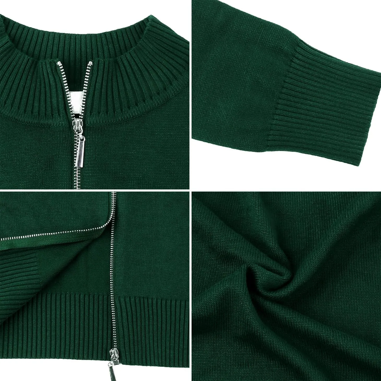 Youngull Zip Front Jacket for Women Casual Lightweight Cardigan Zip Up Sweater Tops Long Sleeve Knitted Sweatshirts