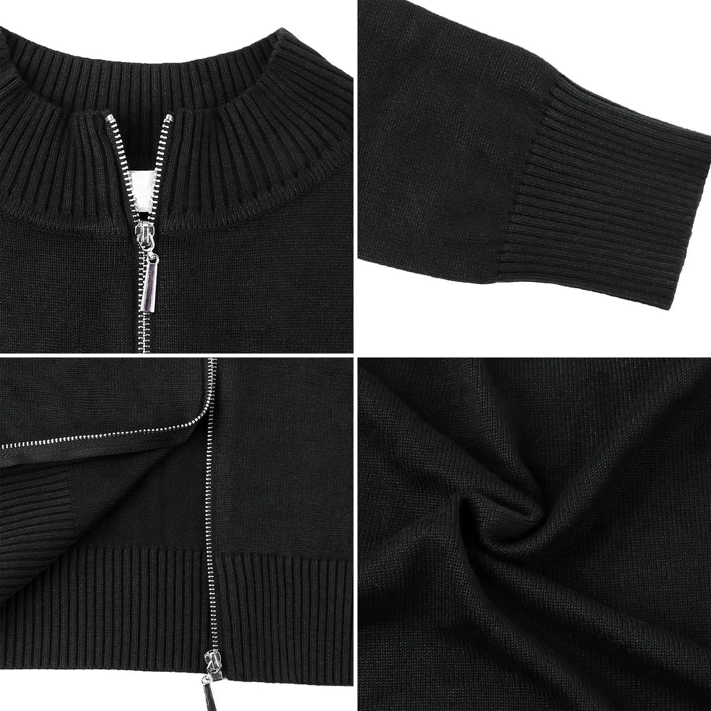 Youngull Zip Front Jacket for Women Casual Lightweight Cardigan Zip Up Sweater Tops Long Sleeve Knitted Sweatshirts